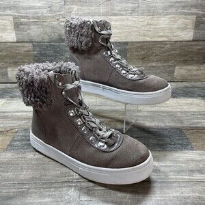 Sam Edelman Luther Boots Tan Fur High Top Sneakers Women's 6.5 M